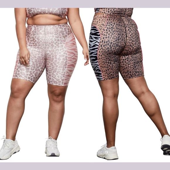 NEW $89 Good‎ American [ 5 in GA ] Electric Feel Mixed Animal Biker Shorts - Picture 1 of 15